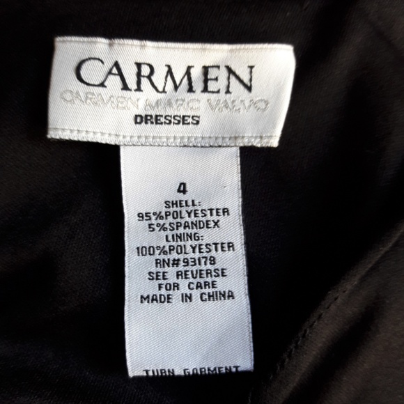 Designer Carmen Marc Valvo Lined Fitted Dress Gold Metal Studs Zip Back Quality - Picture 6 of 7